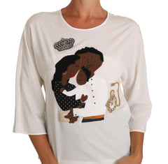Dolce & Gabbana White Silk #dgfamily Crystal T-shirt -   -  Dolce & Gabbana.