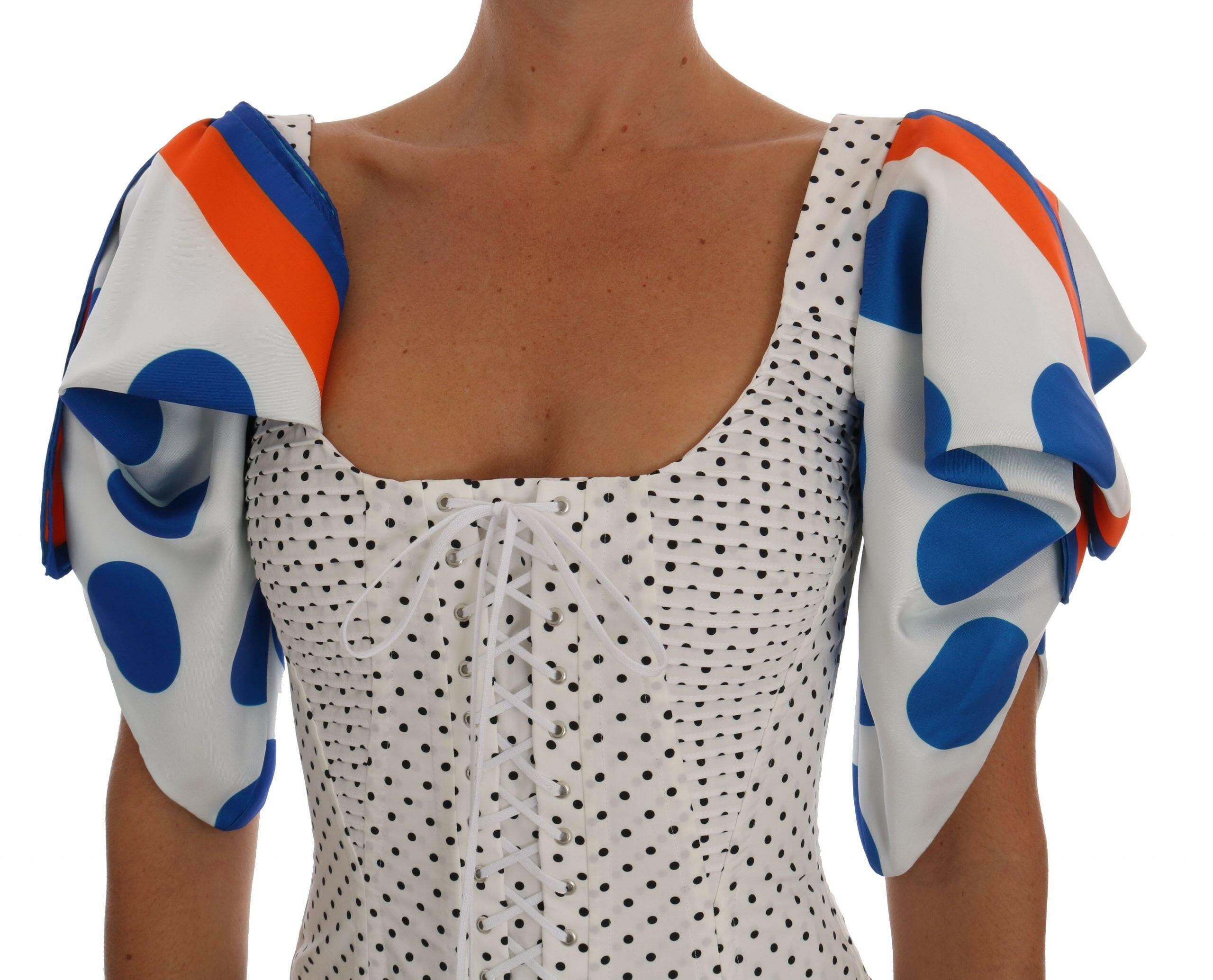 Dolce & Gabbana White Polka Silk Corset Bustier Top -   -  Dolce & Gabbana.