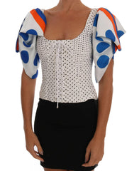 Dolce & Gabbana White Polka Silk Corset Bustier Top -   -  Dolce & Gabbana.