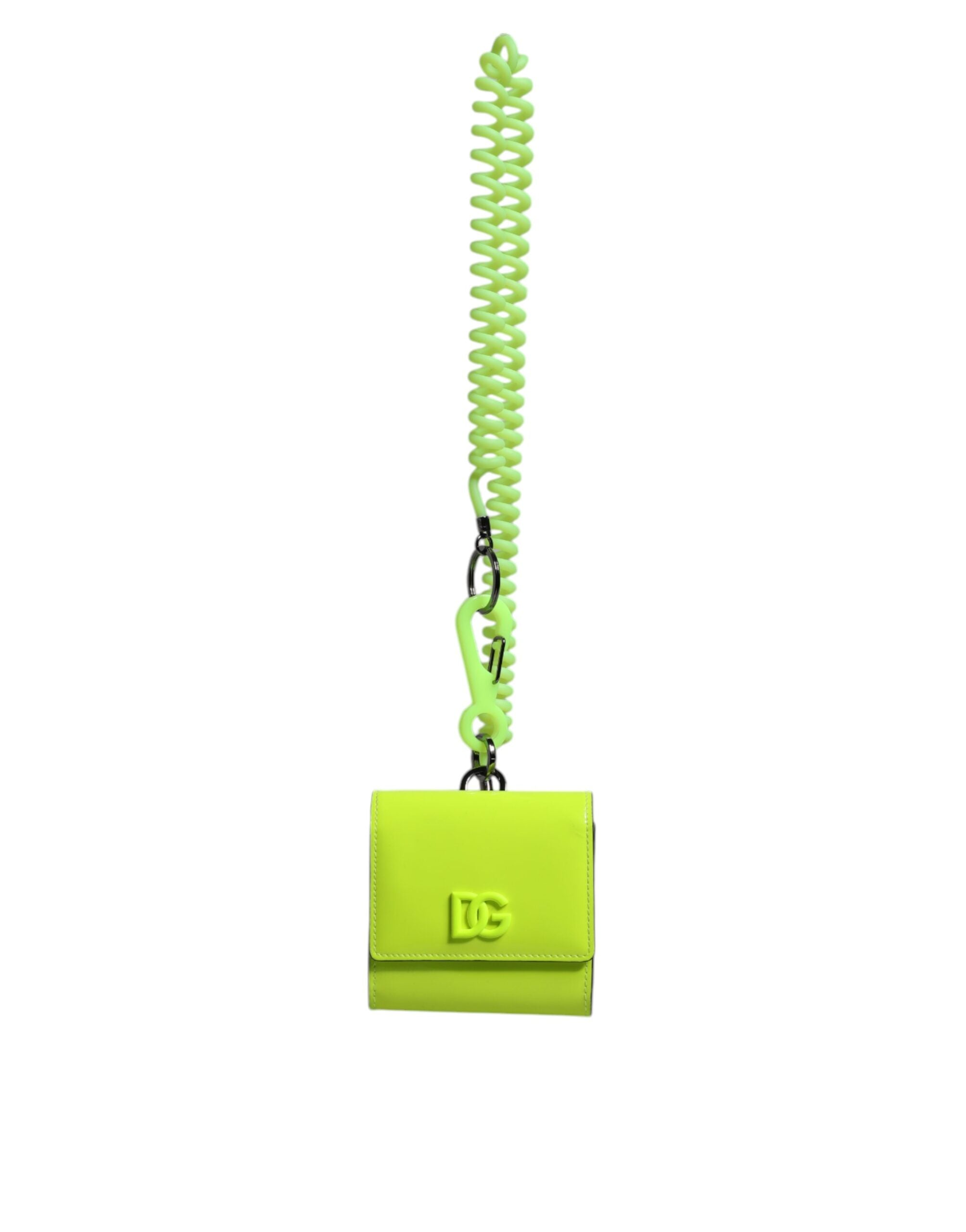 Dolce & Gabbana Yellow Green Bifold DG Logo Neck Strap Cardholder Wallet -   -  Dolce & Gabbana.