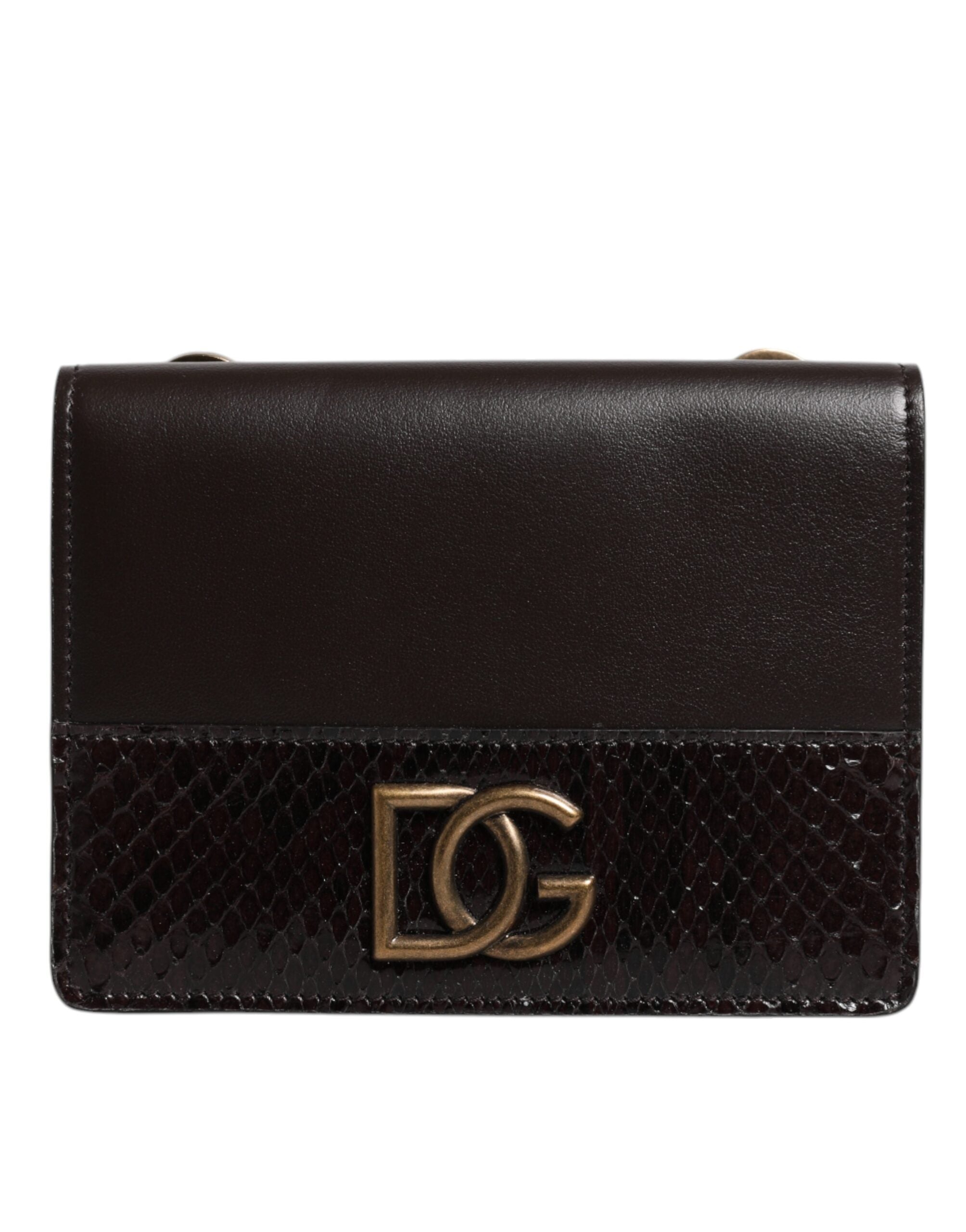 Dolce & Gabbana Brown Leather Bifold DG Logo Cardholder Sling Strap Wallet -   -  Dolce & Gabbana.