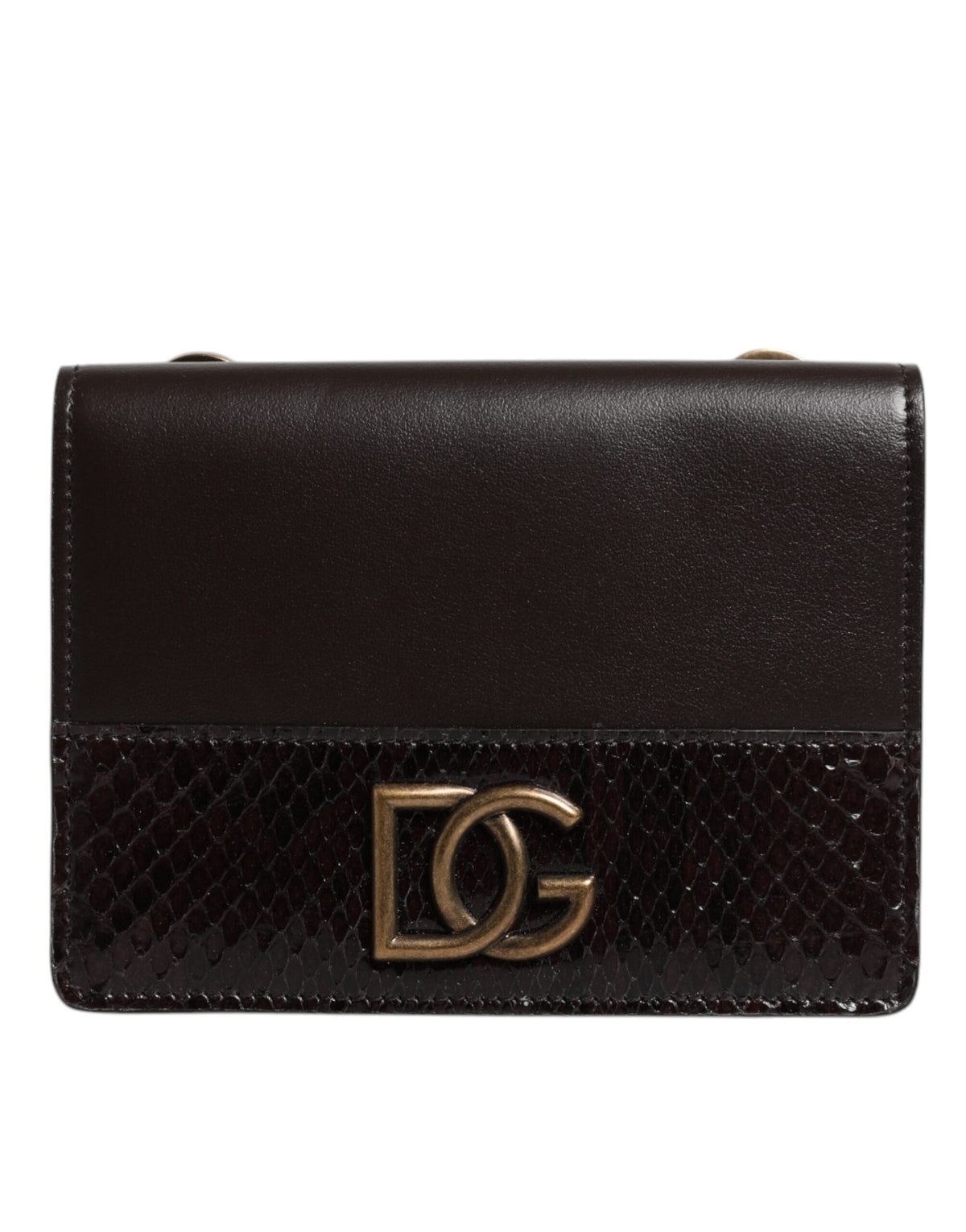 Dolce & Gabbana Brown Leather Bifold DG Logo Cardholder Sling Strap Wallet -   -  Dolce & Gabbana.