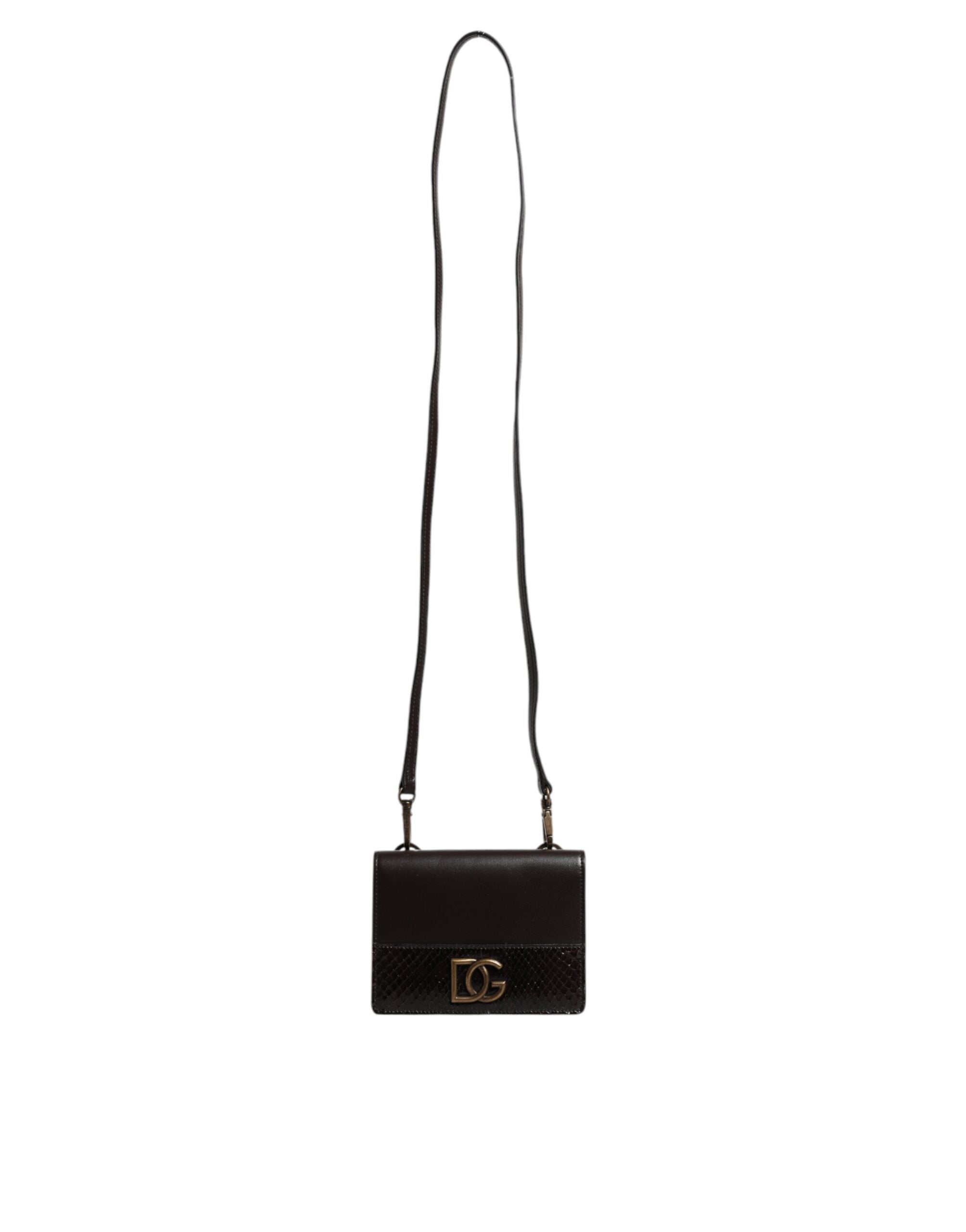 Dolce & Gabbana Brown Leather Bifold DG Logo Cardholder Sling Strap Wallet -   -  Dolce & Gabbana.