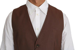 Dolce & Gabbana Brown Wool Silk Waistcoat Vest -  Vests for Men Suits -  Dolce & Gabbana.