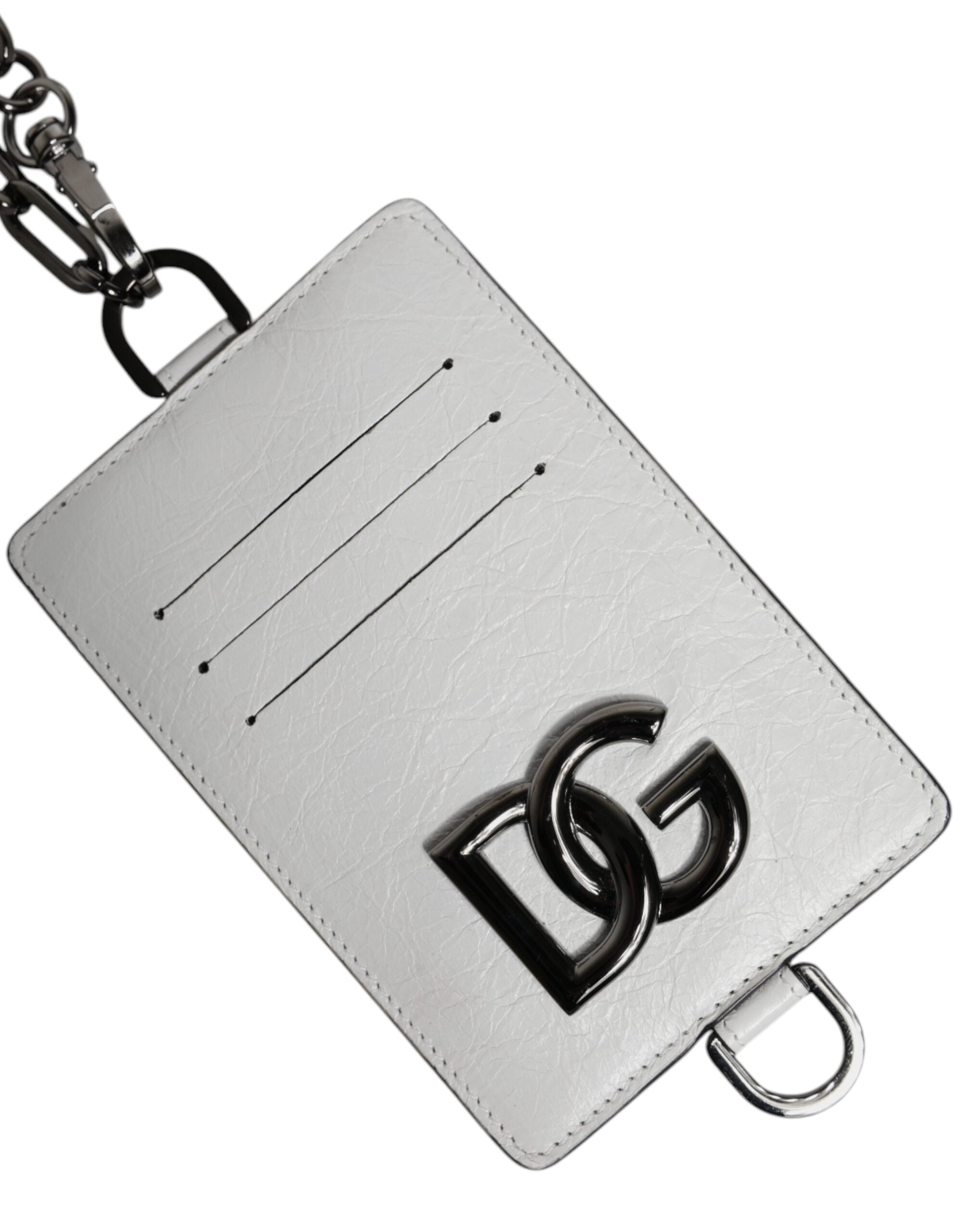Dolce & Gabbana White Calf Leather Lanyard Logo Card Holder Wallet -   -  Dolce & Gabbana.