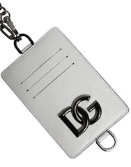 Dolce & Gabbana White Calf Leather Lanyard Logo Card Holder Wallet -   -  Dolce & Gabbana.