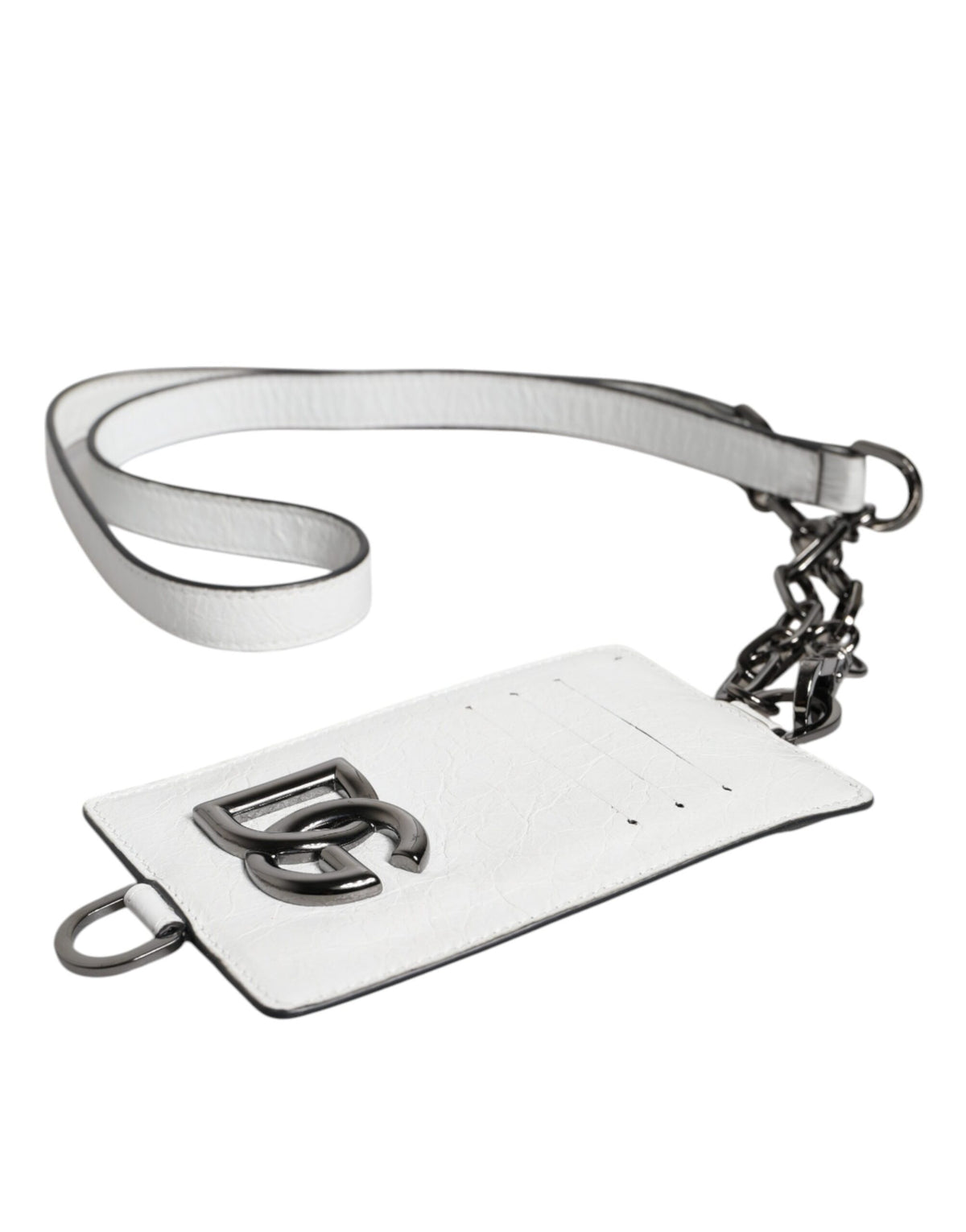 Dolce & Gabbana White Calf Leather Lanyard Logo Card Holder Wallet -   -  Dolce & Gabbana.