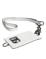 Dolce & Gabbana White Calf Leather Lanyard Logo Card Holder Wallet -   -  Dolce & Gabbana.