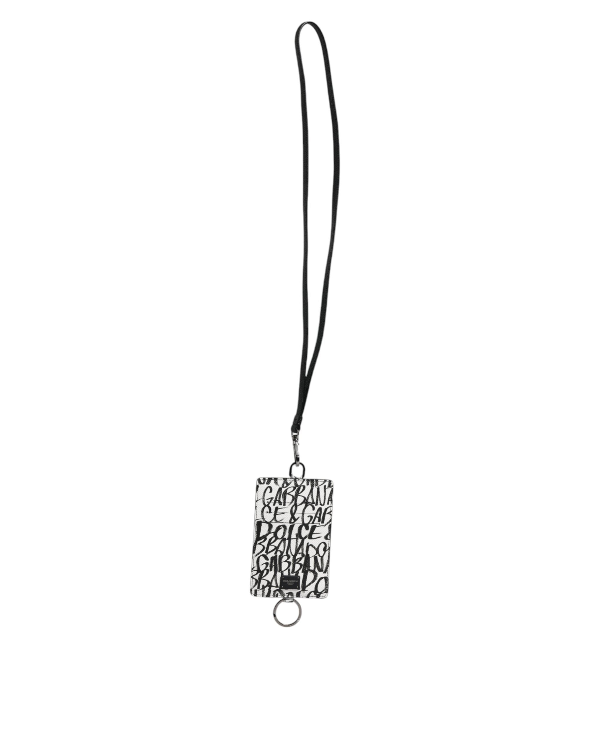 Dolce & Gabbana White Leather Lanyard Logo Print Card Holder Wallet -   -  Dolce & Gabbana.
