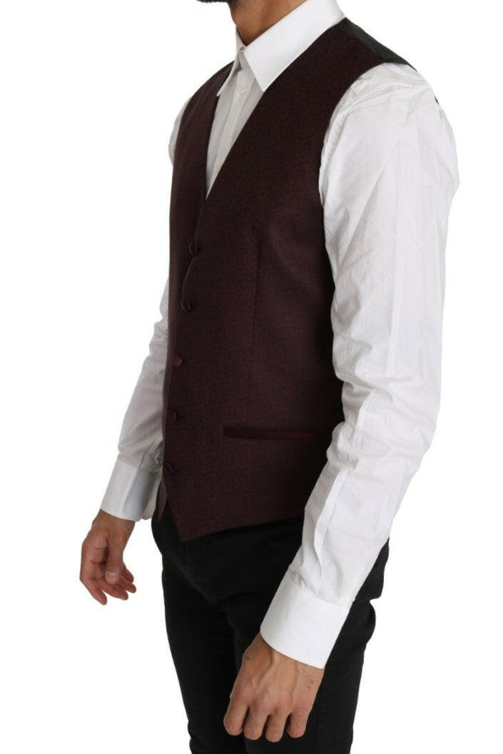 Dolce & Gabbana Purple Pattern Wool Silk Waistcoat Vest -  Vests for Men Suits -  Dolce & Gabbana.