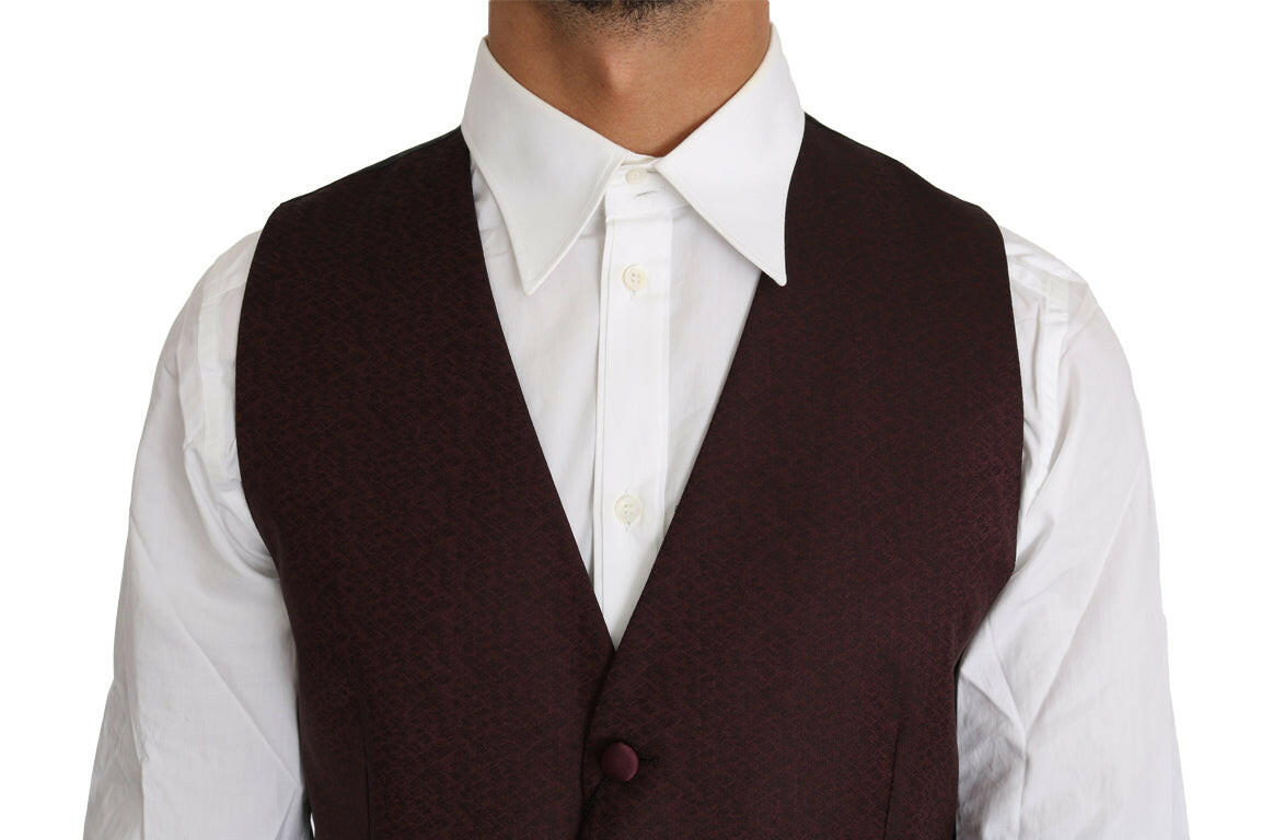 Dolce & Gabbana Purple Pattern Wool Silk Waistcoat Vest -  Vests for Men Suits -  Dolce & Gabbana.