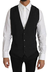 Dolce & Gabbana Gray Solid 100% Wool Waistcoat Vest -  Vests for Men Suits -  Dolce & Gabbana.