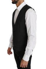 Dolce & Gabbana Gray Solid 100% Wool Waistcoat Vest -  Vests for Men Suits -  Dolce & Gabbana.