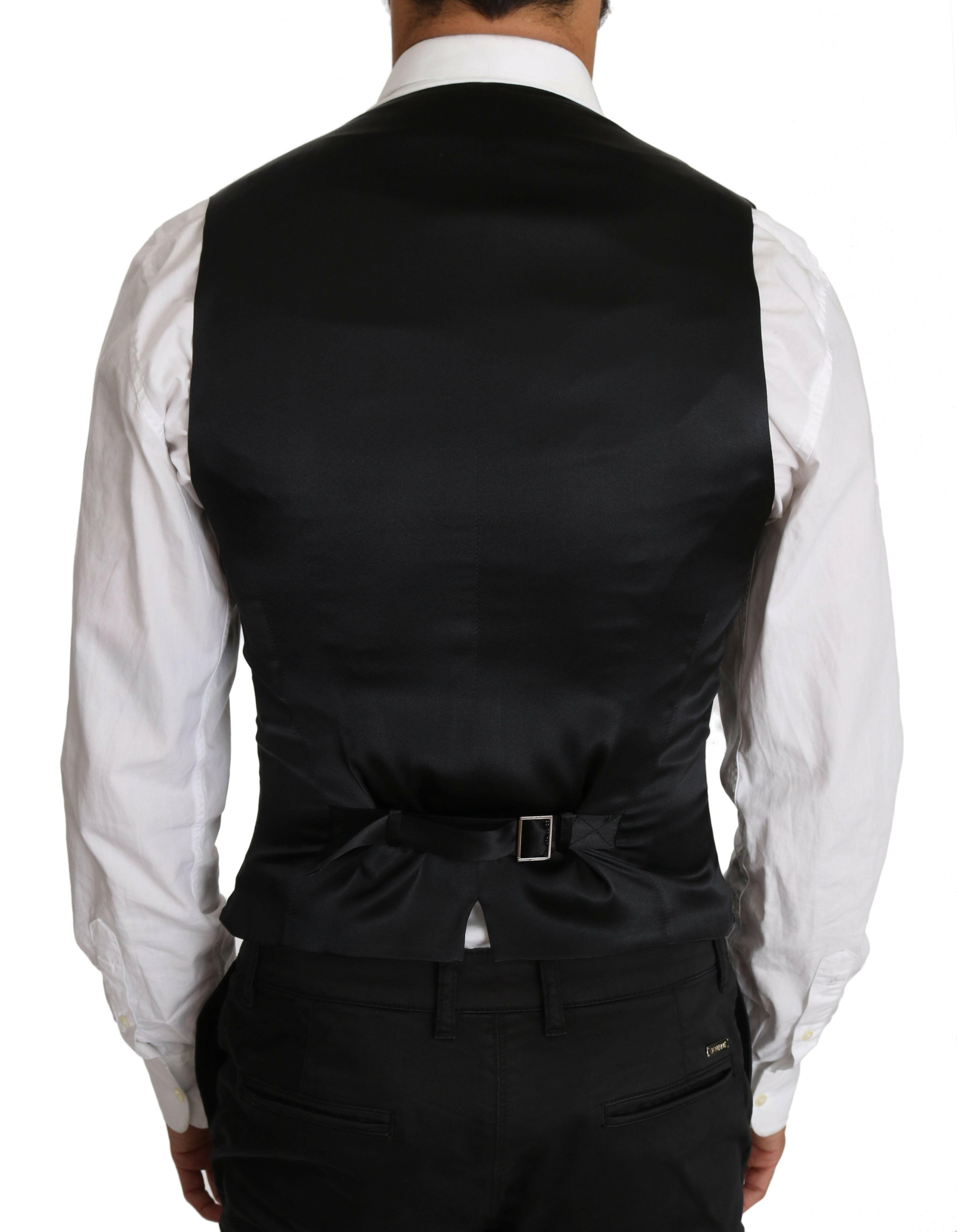 Dolce & Gabbana Gray Wool Double Breasted Waistcoat Vest -  Vests for Men Suits -  Dolce & Gabbana.