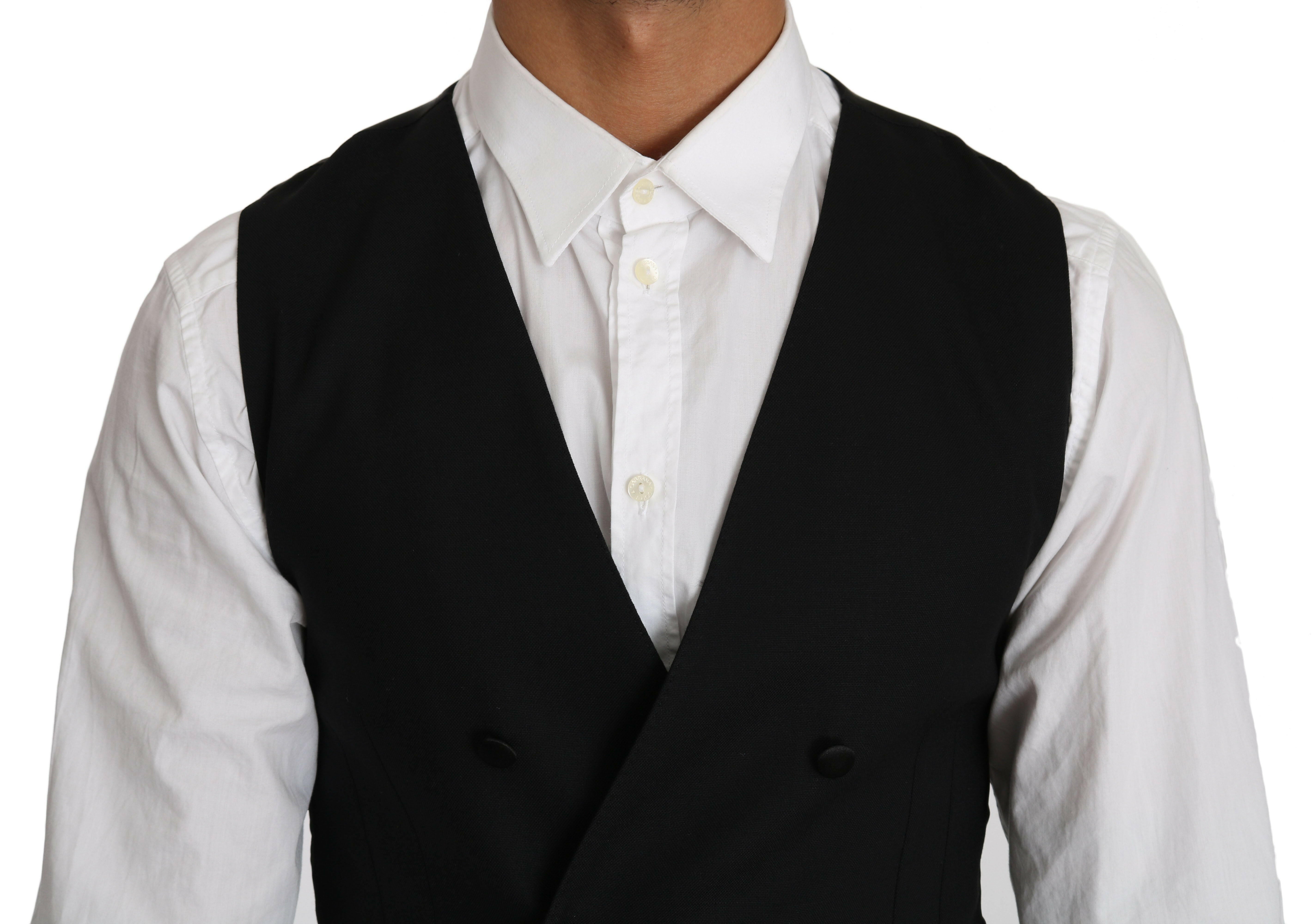 Dolce & Gabbana Gray Wool Double Breasted Waistcoat Vest -  Vests for Men Suits -  Dolce & Gabbana.