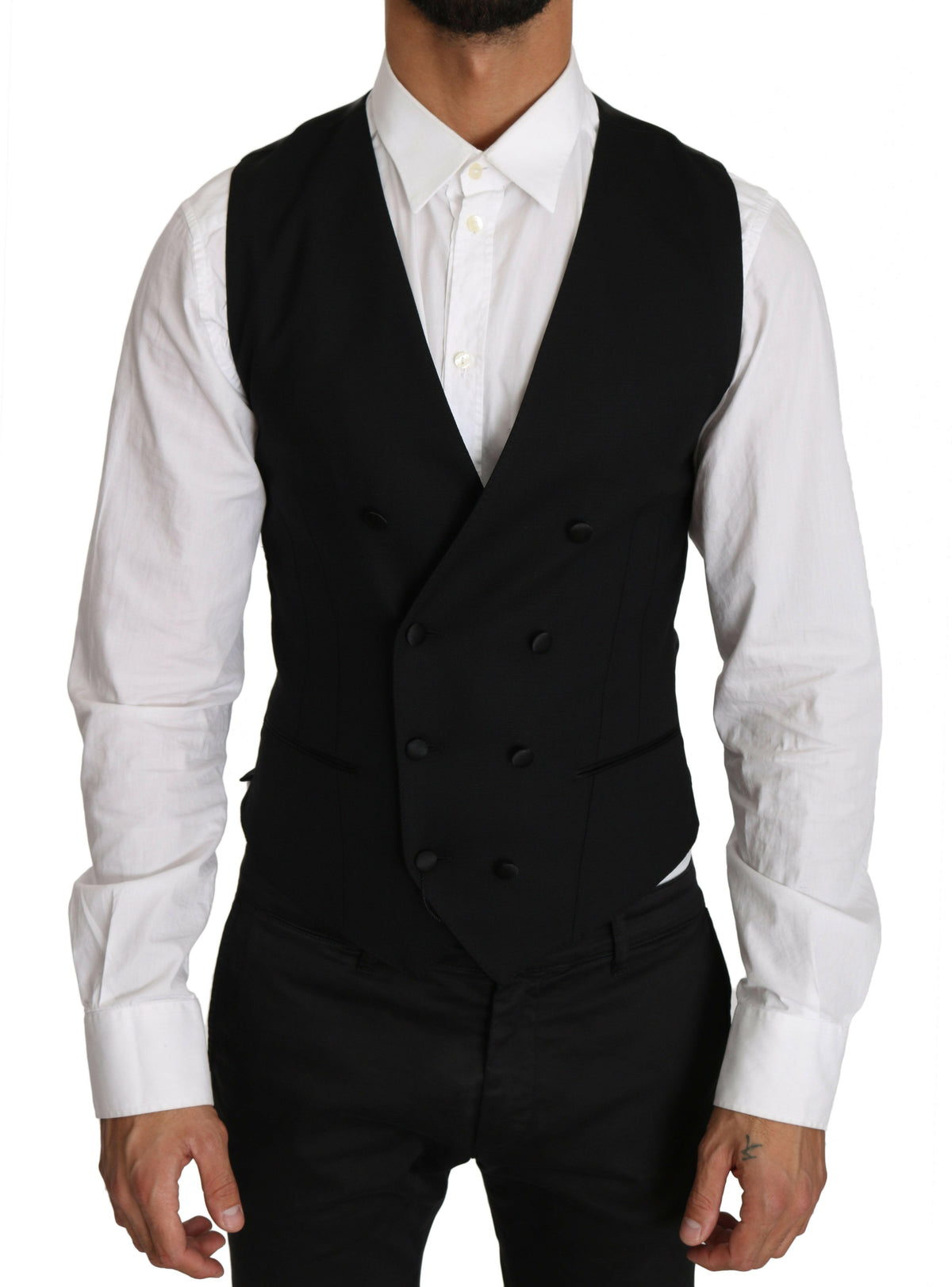 Dolce & Gabbana Gray Wool Double Breasted Waistcoat Vest -  Vests for Men Suits -  Dolce & Gabbana.