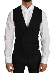 Dolce & Gabbana Gray Wool Double Breasted Waistcoat Vest -  Vests for Men Suits -  Dolce & Gabbana.