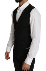 Dolce & Gabbana Gray Wool Double Breasted Waistcoat Vest -  Vests for Men Suits -  Dolce & Gabbana.