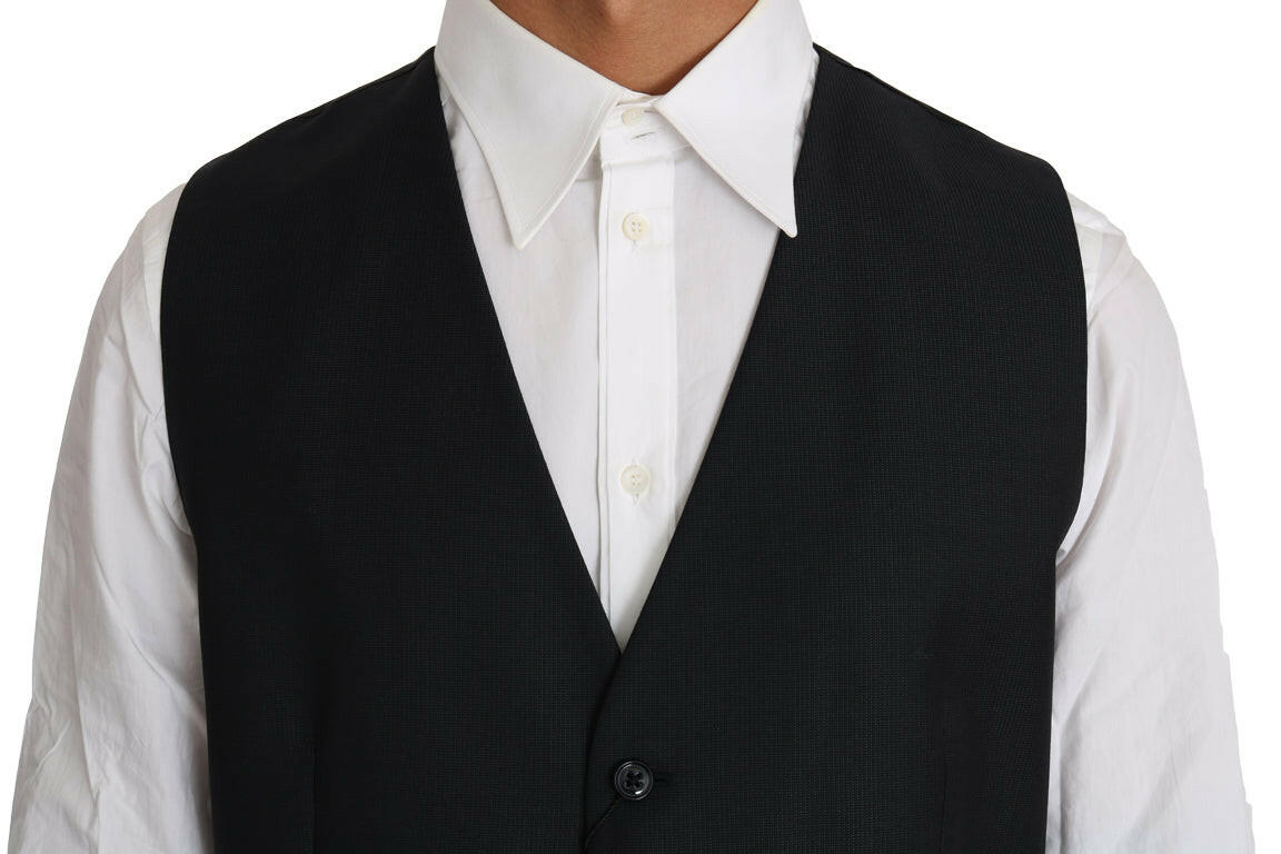 Dolce & Gabbana Gray Wool Silk Waistcoat Vest -  Vests for Men Suits -  Dolce & Gabbana.