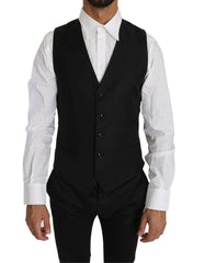 Dolce & Gabbana Black Solid Wool Silk Waistcoat Vest -  Vests for Men Suits -  Dolce & Gabbana.