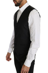 Dolce & Gabbana Black Solid Wool Silk Waistcoat Vest -  Vests for Men Suits -  Dolce & Gabbana.