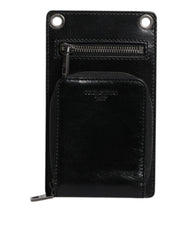 Dolce & Gabbana Black Horse Leather Zip Logo Shoulder Neck Strap Wallet -   -  Dolce & Gabbana.