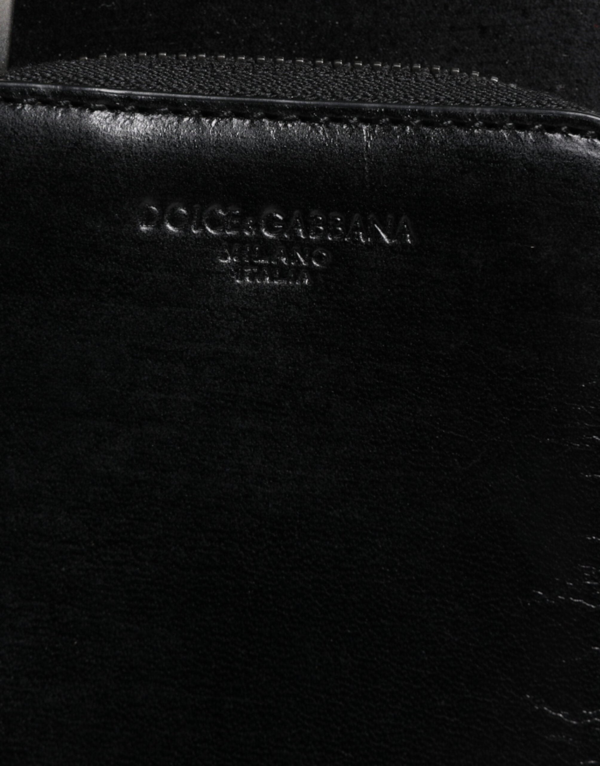 Dolce & Gabbana Black Horse Leather Zip Logo Shoulder Neck Strap Wallet -   -  Dolce & Gabbana.