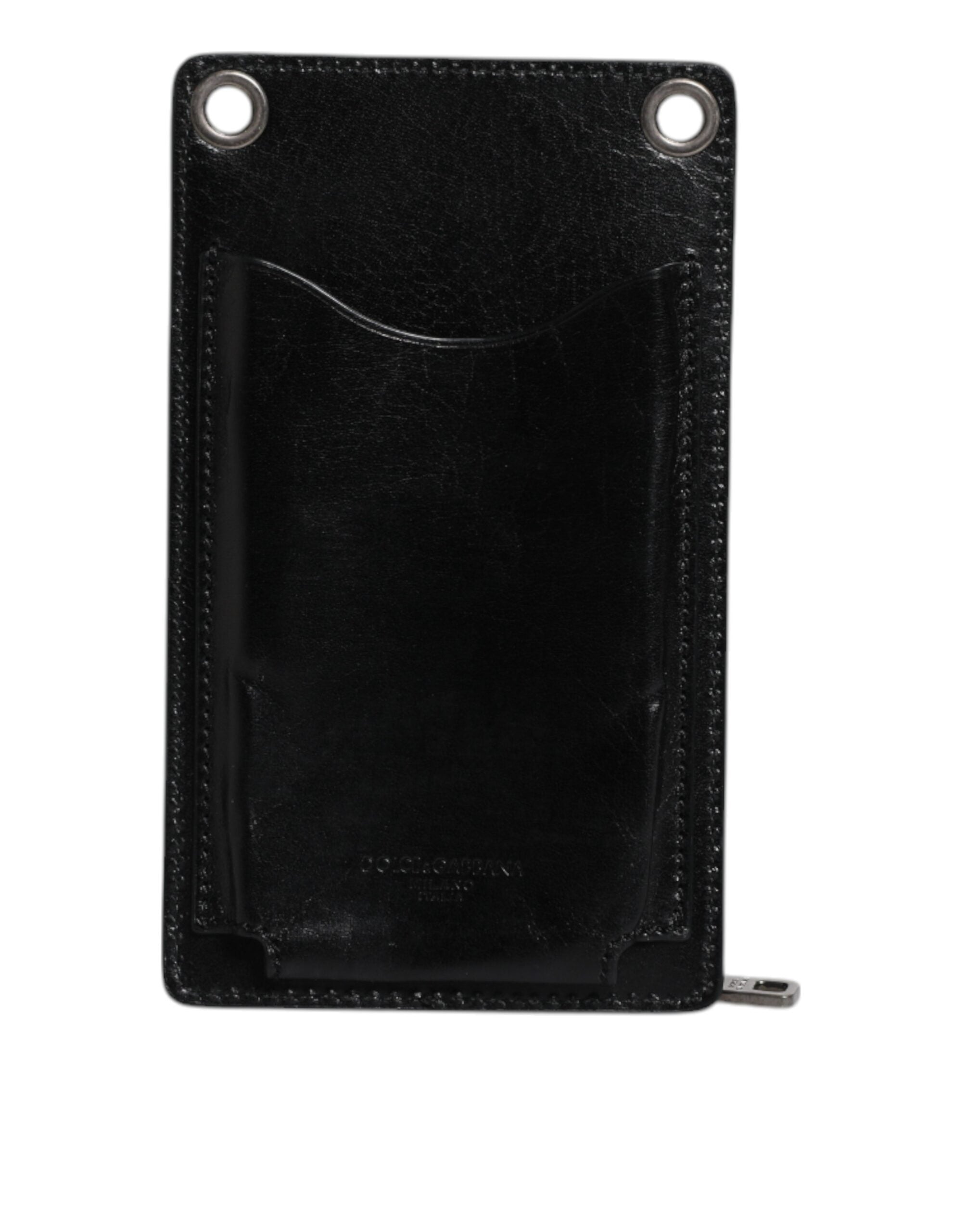 Dolce & Gabbana Black Horse Leather Zip Logo Shoulder Neck Strap Wallet -   -  Dolce & Gabbana.