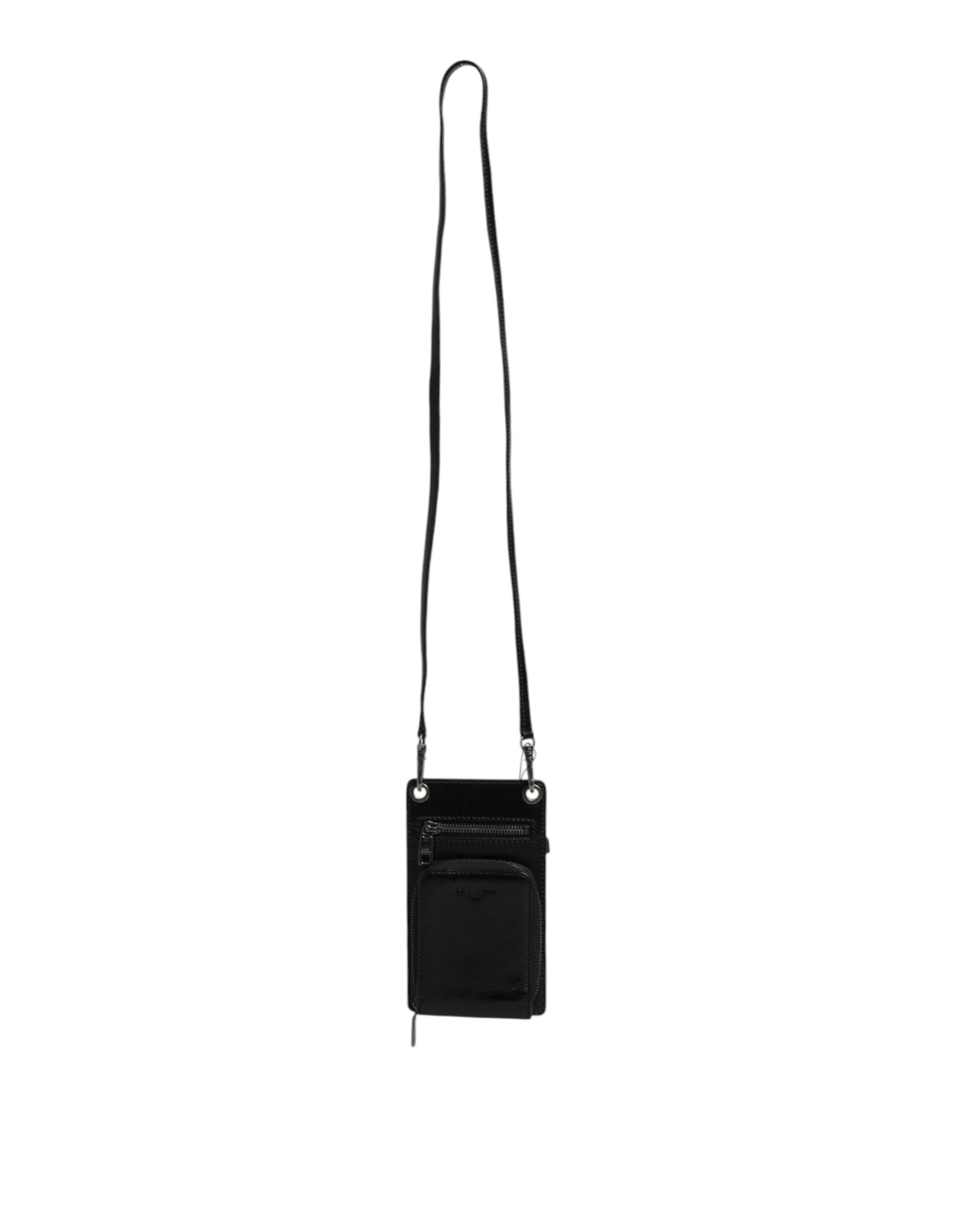 Dolce & Gabbana Black Horse Leather Zip Logo Shoulder Neck Strap Wallet -   -  Dolce & Gabbana.