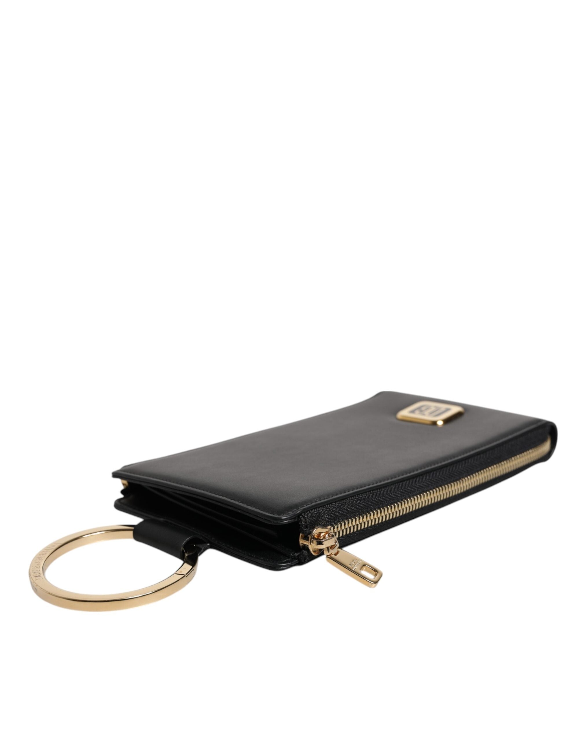 Dolce & Gabbana Black Leather Logo Plaque Neck Strap Card Coin Wallet -   -  Dolce & Gabbana.