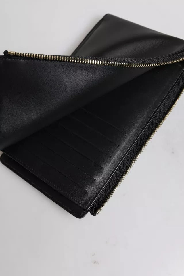 Dolce & Gabbana Black Leather Logo Plaque Neck Strap Card Coin Wallet -   -  Dolce & Gabbana.