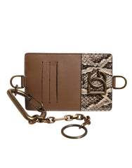 Dolce & Gabbana Brown Exotic Leather Card Holder DG Logo Plaque Wallet -   -  Dolce & Gabbana.