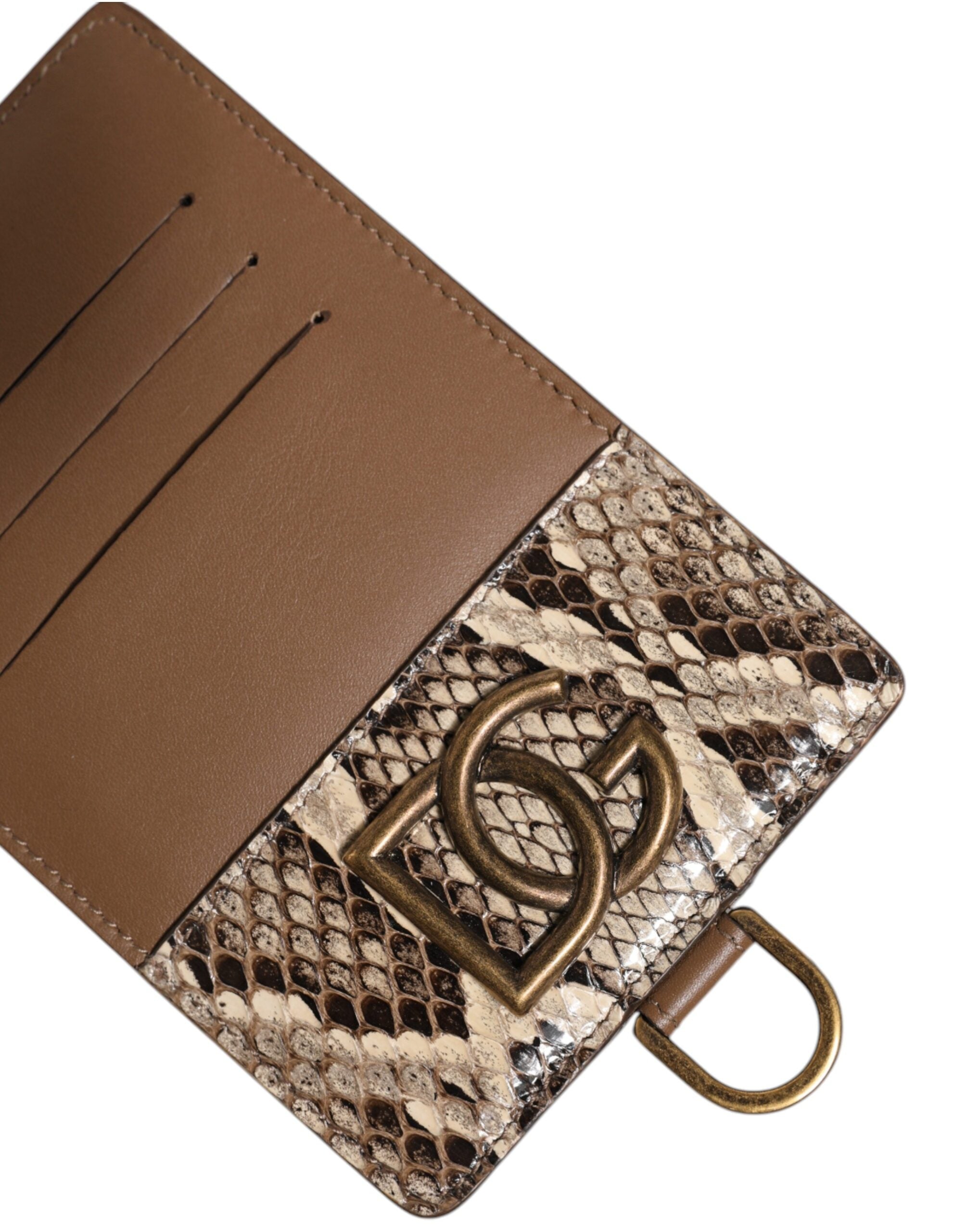 Dolce & Gabbana Brown Exotic Leather Card Holder DG Logo Plaque Wallet -   -  Dolce & Gabbana.