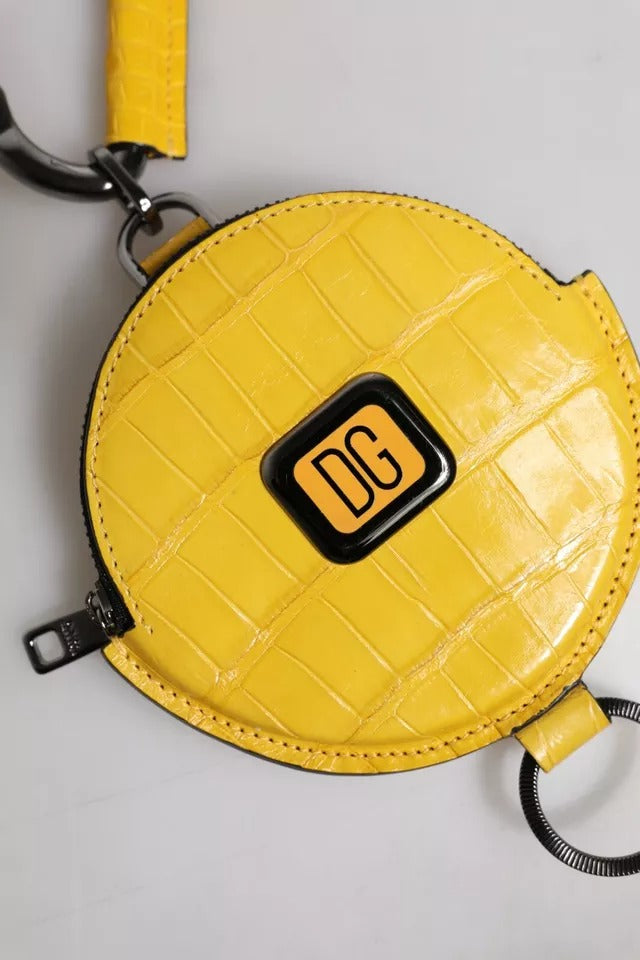 Dolce & Gabbana Yellow Round Leather DG Logo Coin Purse Lanyard Wallet -   -  Dolce & Gabbana.