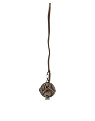 Dolce & Gabbana Brown Round Leather DG Logo Coin Purse Lanyard Wallet -   -  Dolce & Gabbana.