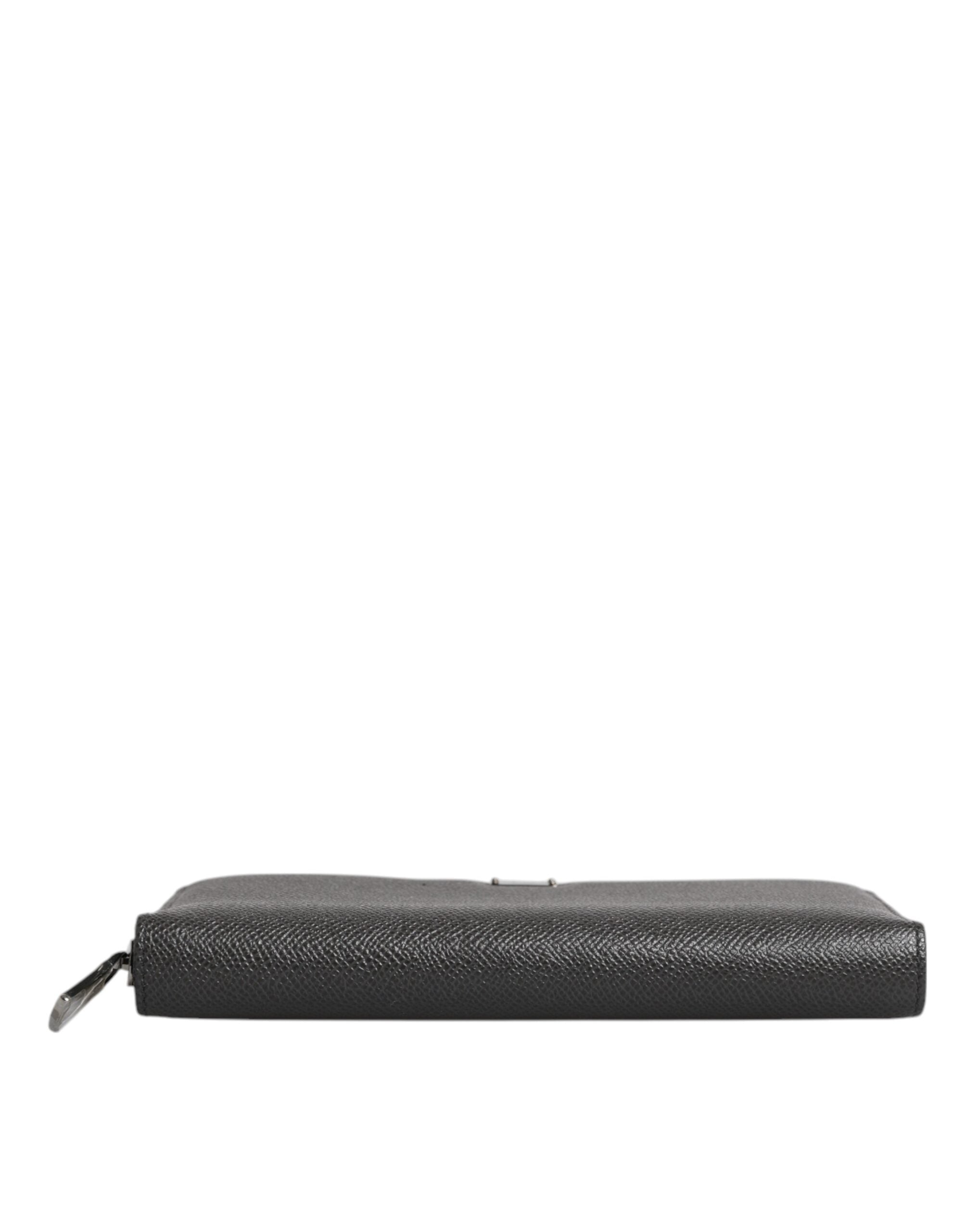 Dolce & Gabbana Dark Gray Leather DG Logo Zip Around Continental Wallet -   -  Dolce & Gabbana.