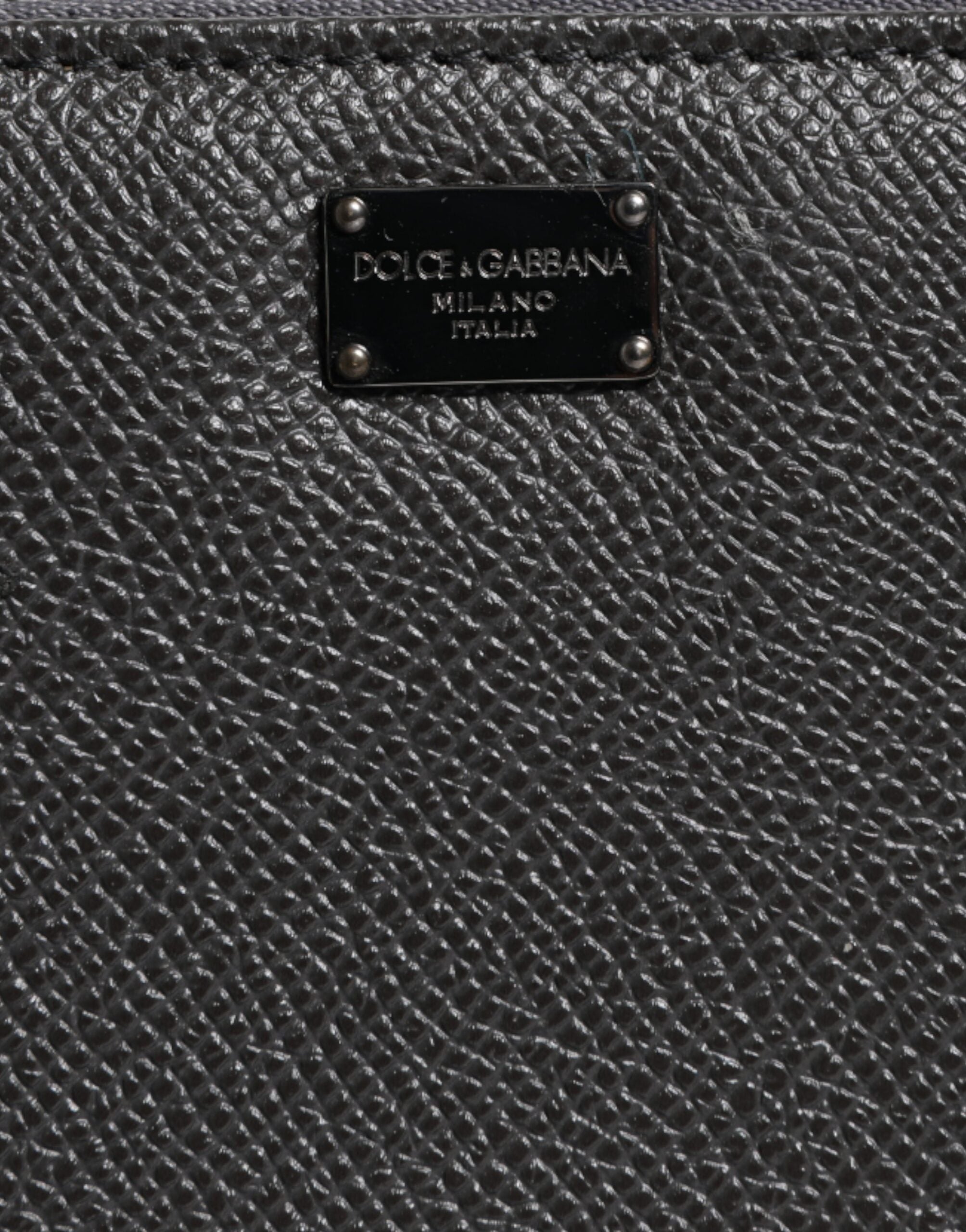 Dolce & Gabbana Dark Gray Leather DG Logo Zip Around Continental Wallet -   -  Dolce & Gabbana.