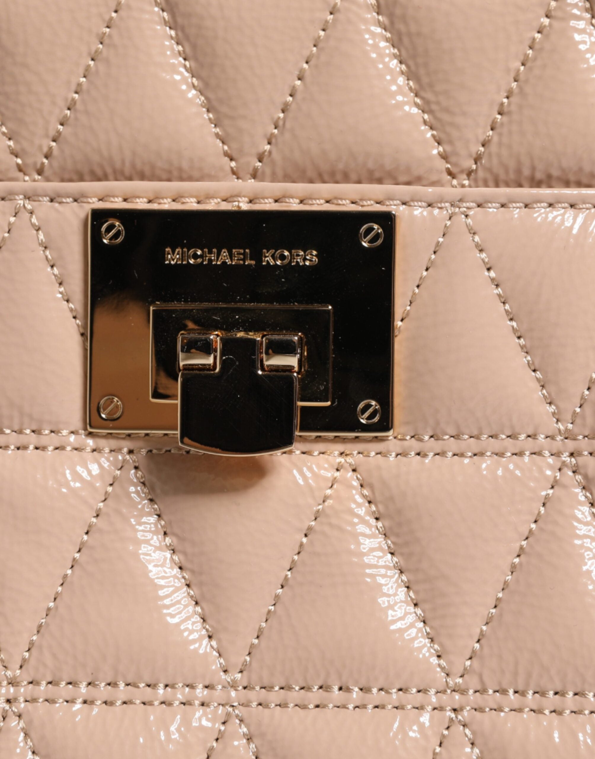 Michael Kors Peach Quilted Leather Logo Crossbody VIVIANNE Messenger Bag -   -  Michael Kors.