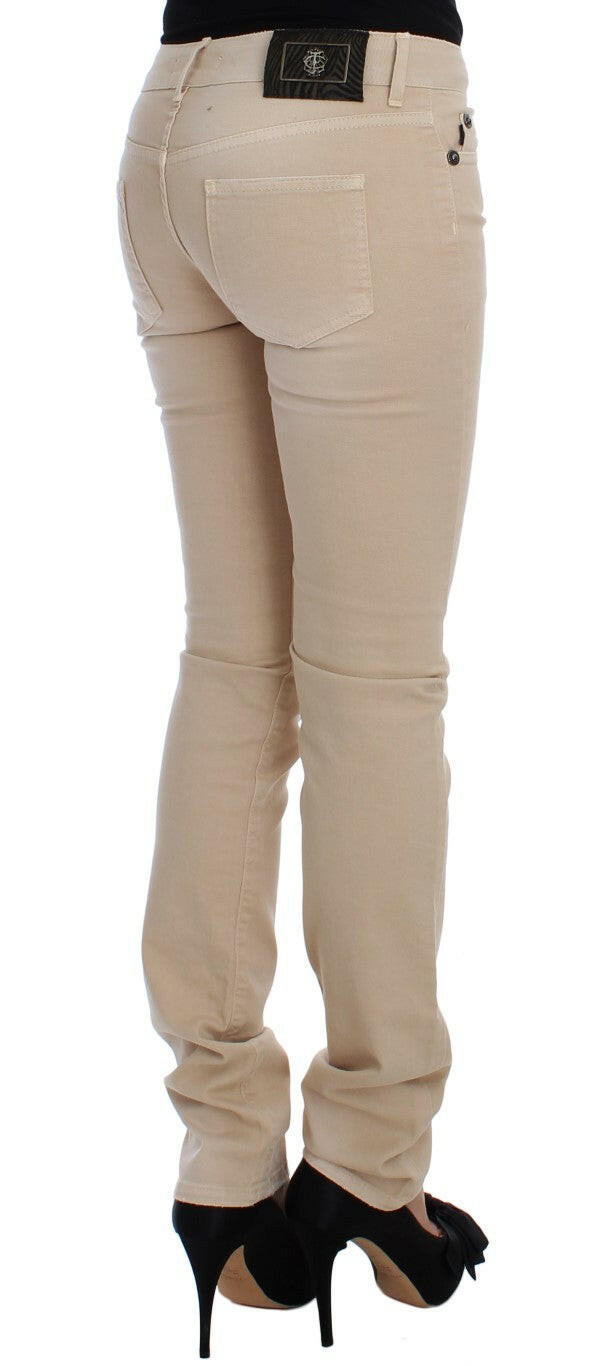 Cavalli Beige Wash Slim Fit Cotton Stretch Jeans -   -  Cavalli.