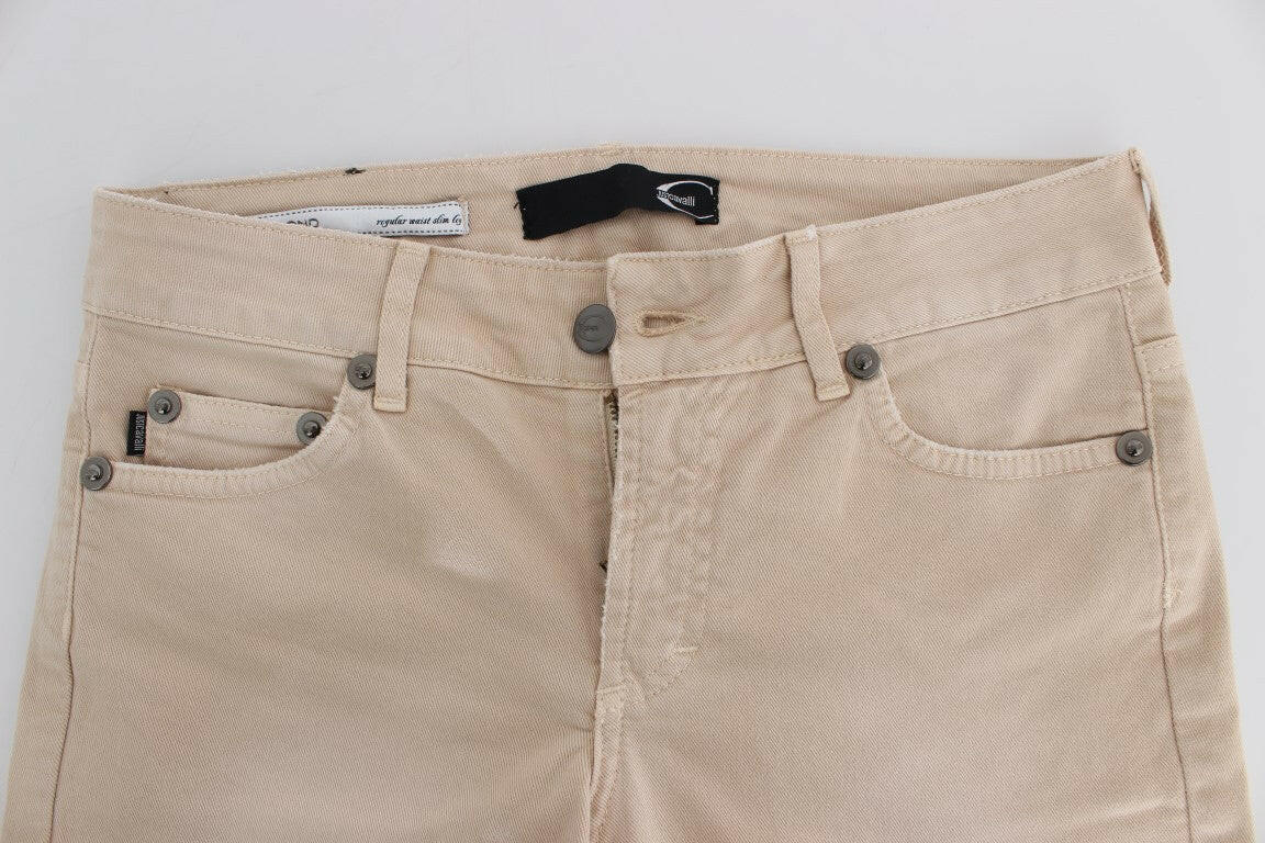 Cavalli Beige Wash Slim Fit Cotton Stretch Jeans -   -  Cavalli.