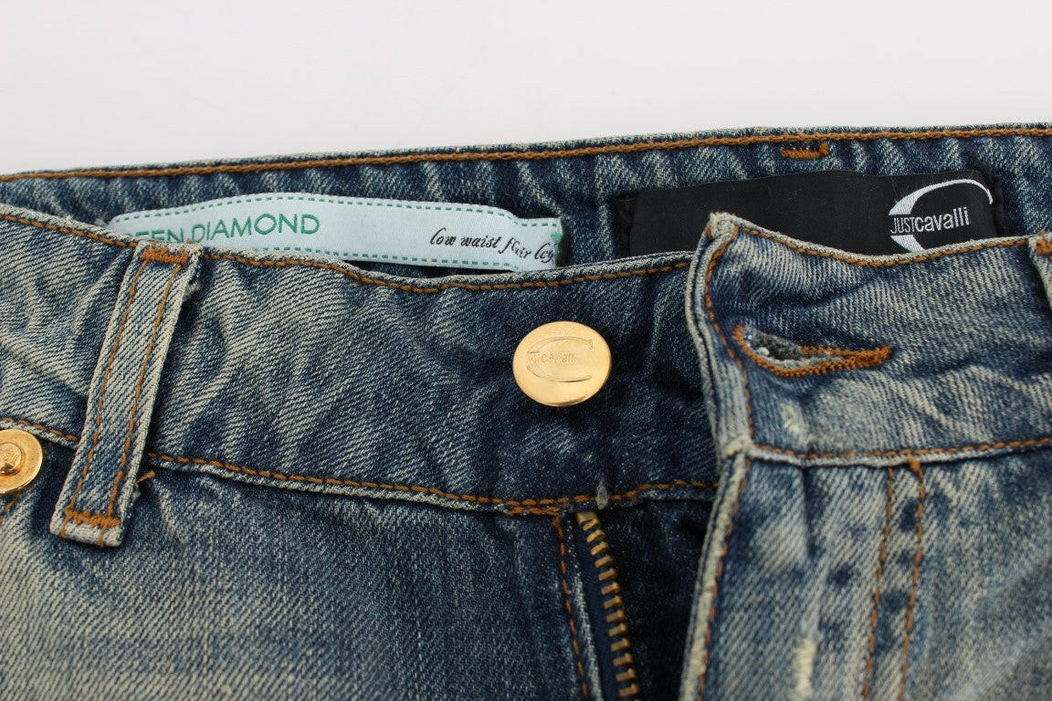Cavalli Blue Cotton Low Waist Jeans -   -  Cavalli.