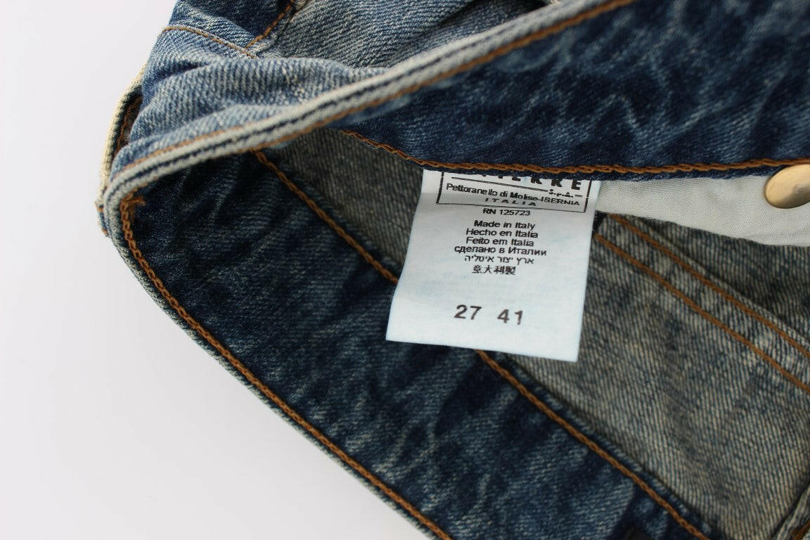 Cavalli Blue Cotton Low Waist Jeans -   -  Cavalli.