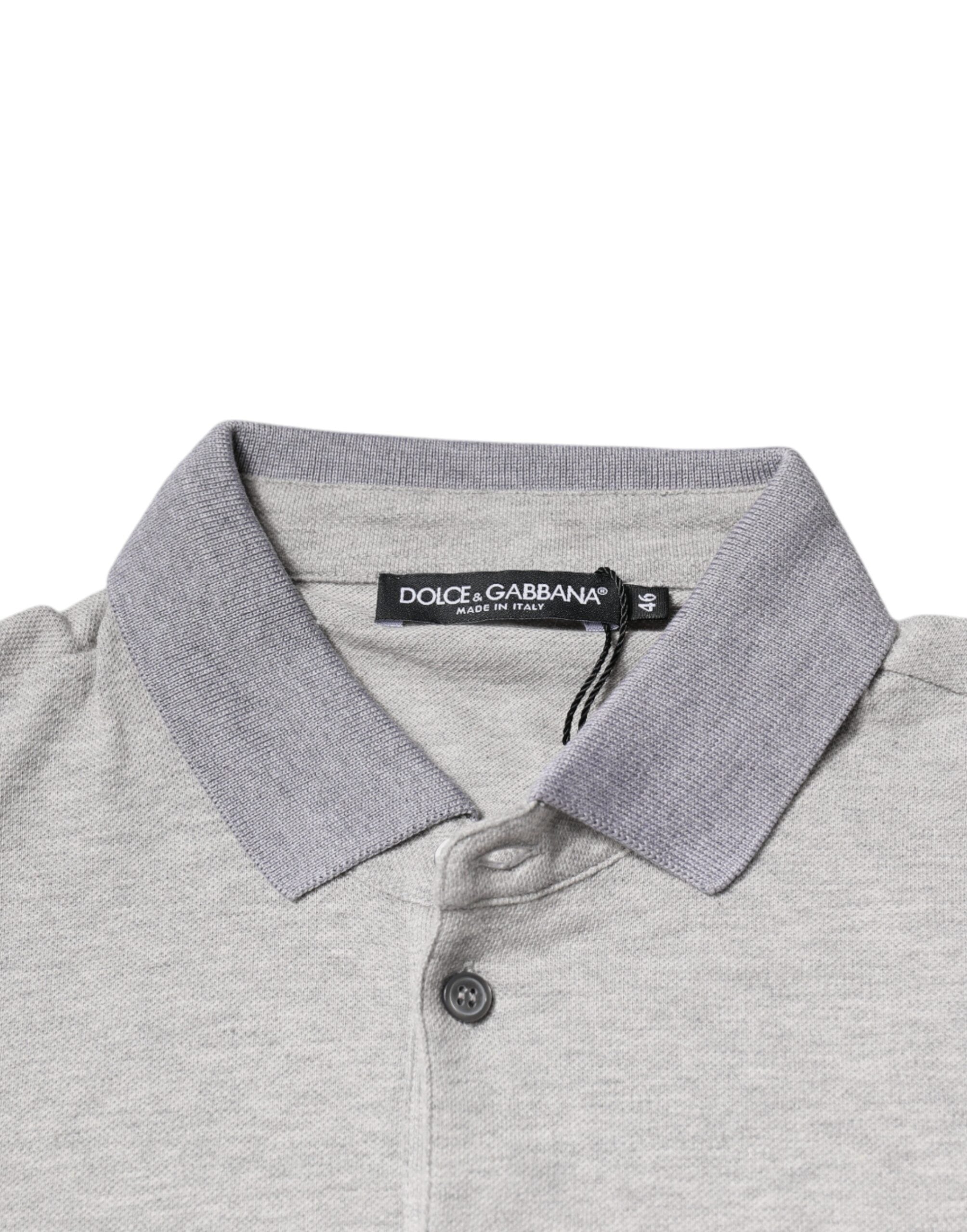 Dolce & Gabbana Gray Collared Short Sleeves Men Polo T-shirt -   -  Dolce & Gabbana.