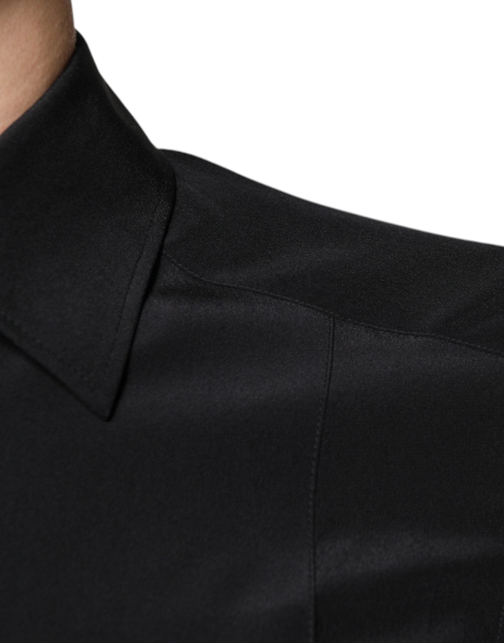 Dolce & Gabbana Black Silk Long Sleeves GOLD Dress Shirt -   -  Dolce & Gabbana.