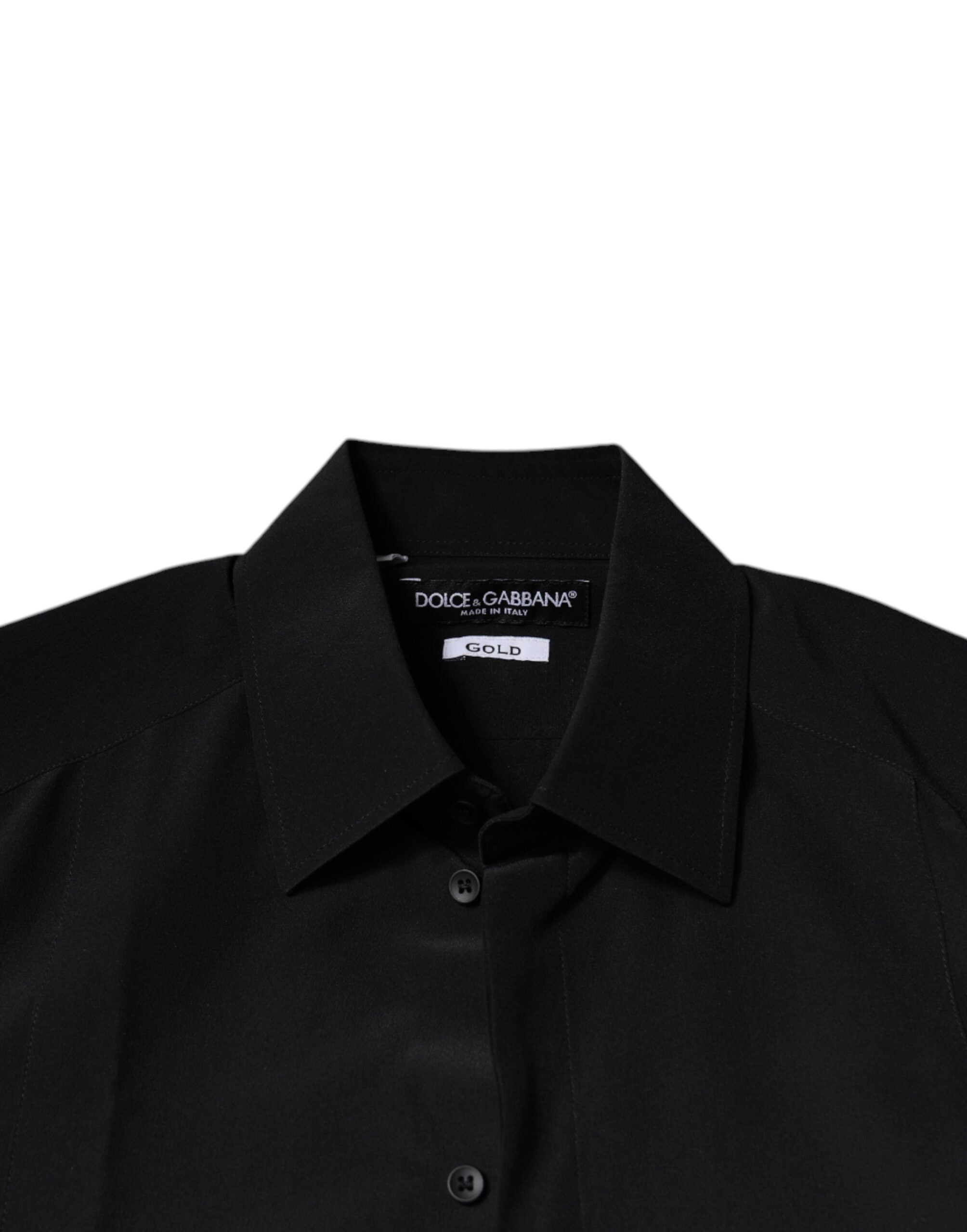 Dolce & Gabbana Black Silk Long Sleeves GOLD Dress Shirt -   -  Dolce & Gabbana.