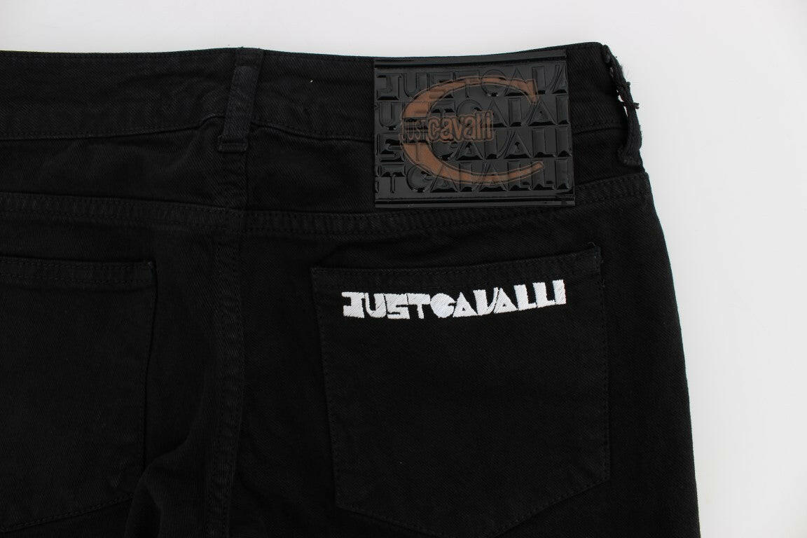 Cavalli Black Cotton Stretch Slim Skinny Fit Jeans -   -  Cavalli.