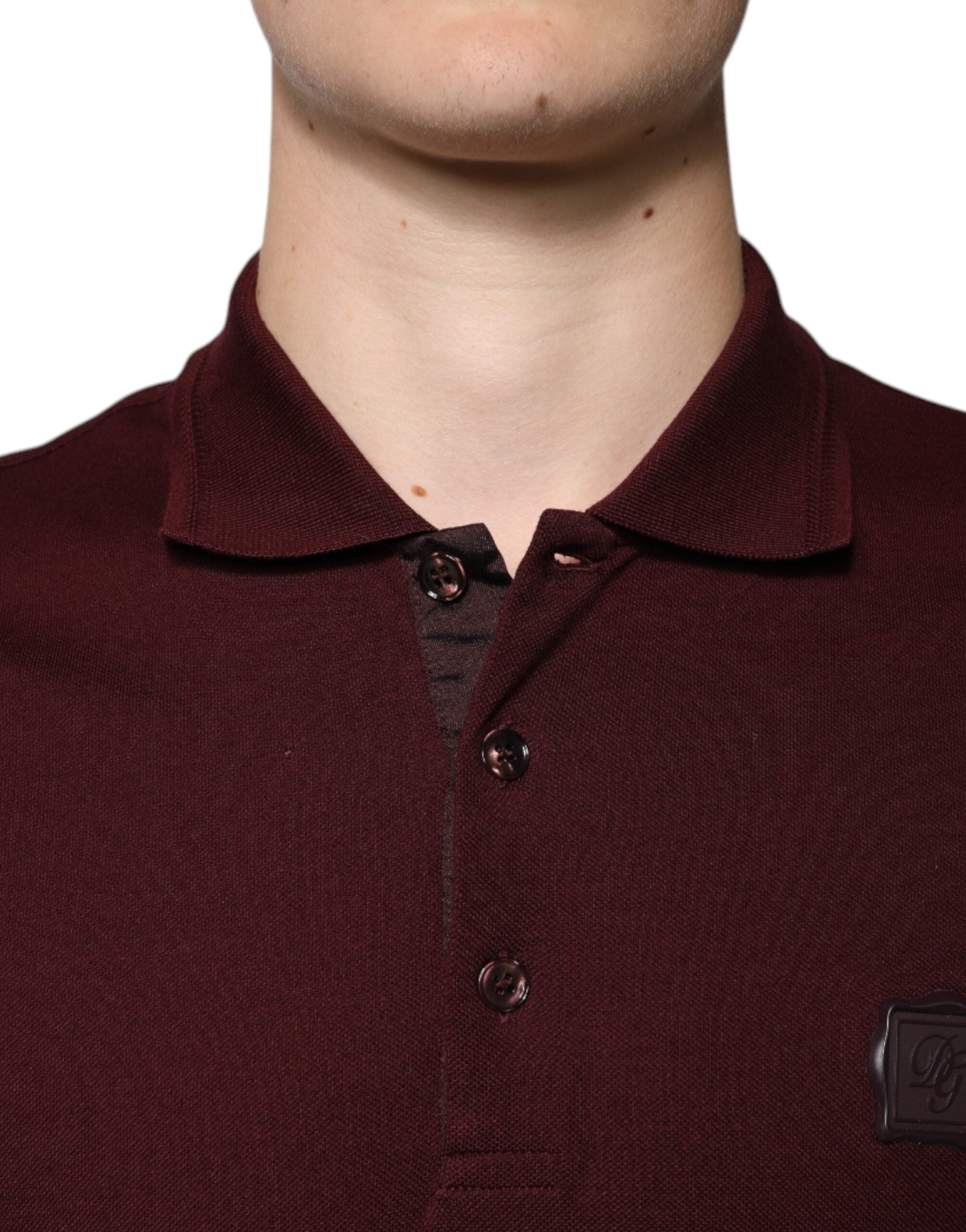 Dolce & Gabbana Maroon Collared Short Sleeves Polo T-shirt -   -  Dolce & Gabbana.