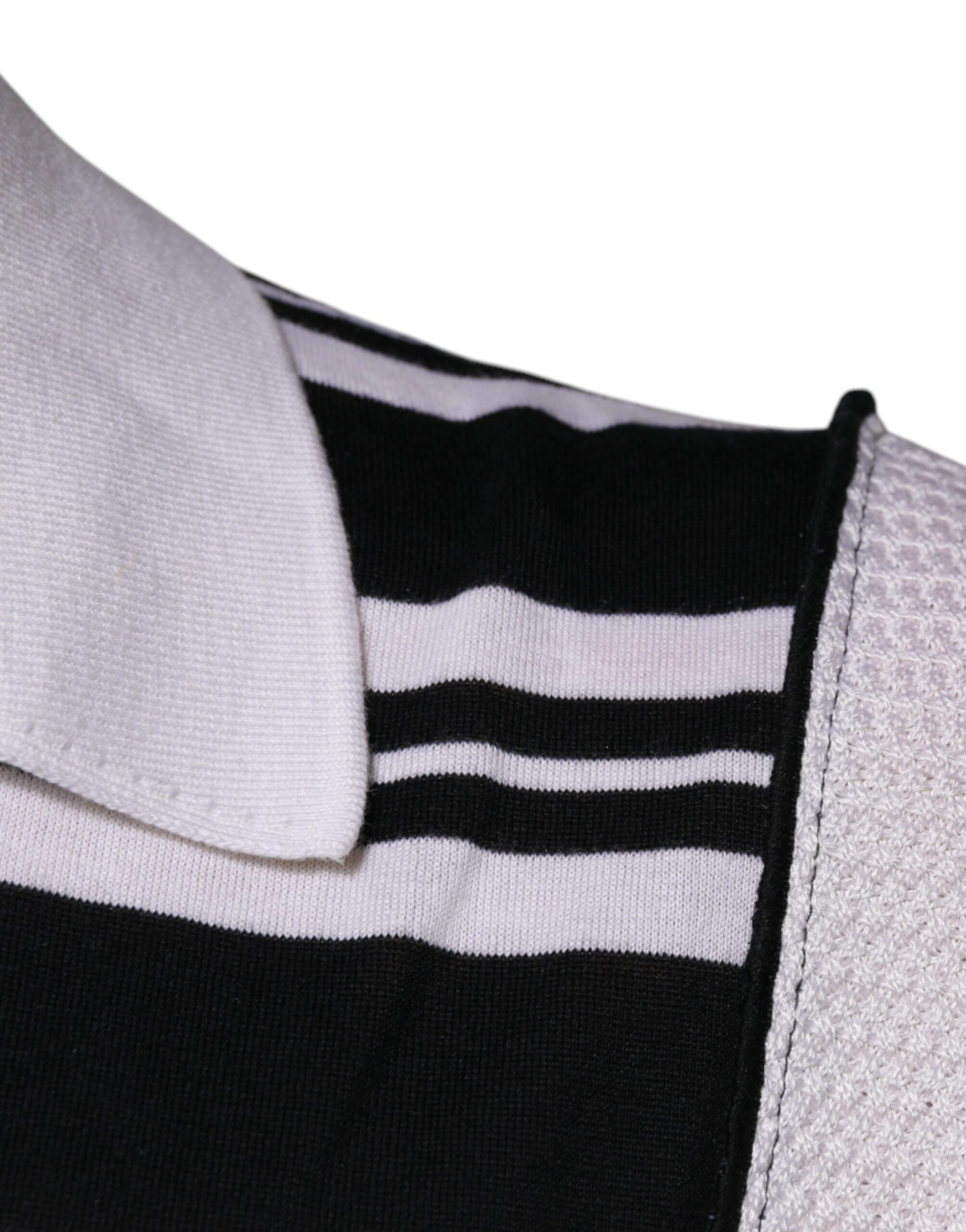 Dolce & Gabbana Black White Stripes Collared Polo T-shirt -   -  Dolce & Gabbana.