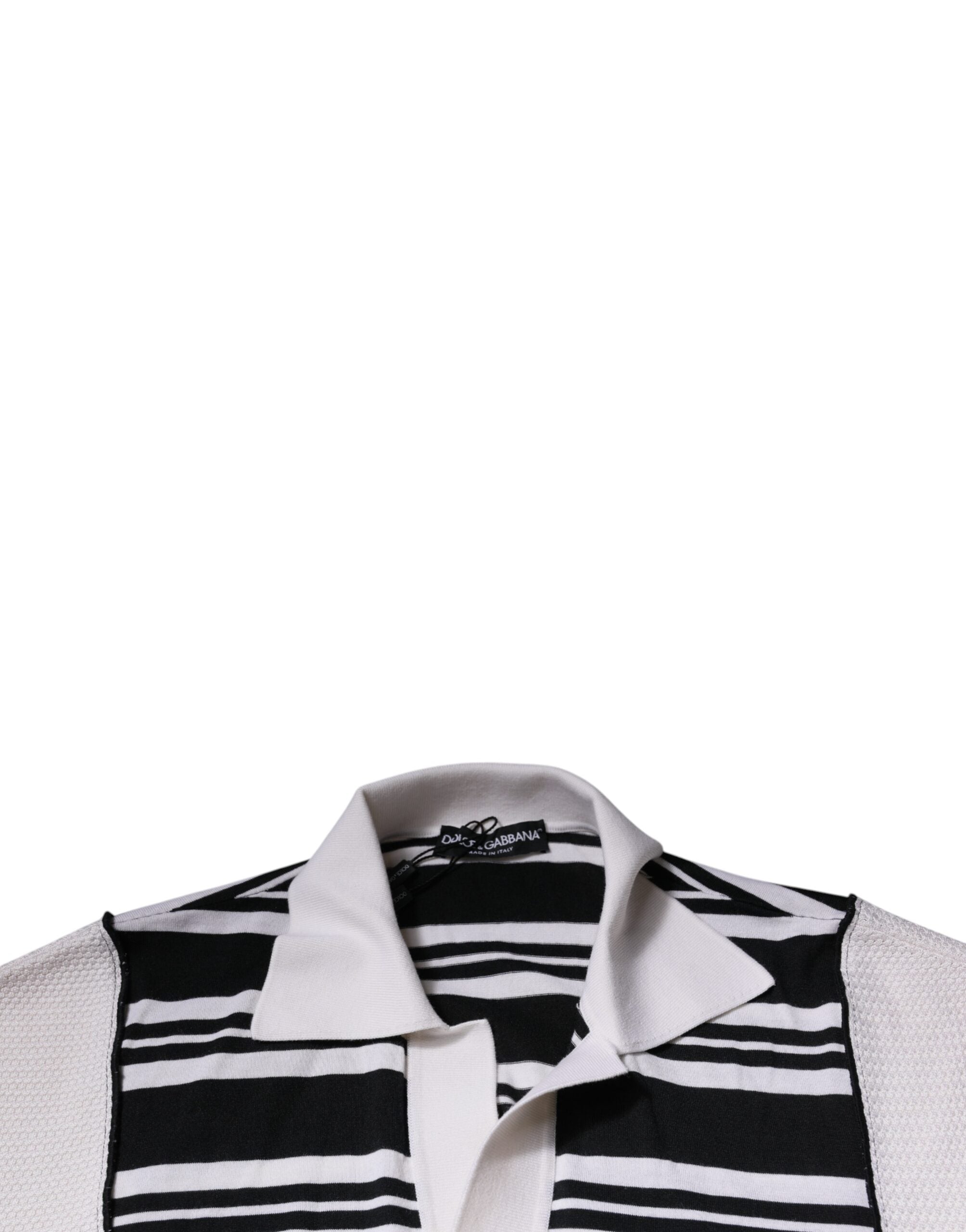 Dolce & Gabbana Black White Stripes Collared Polo T-shirt -   -  Dolce & Gabbana.