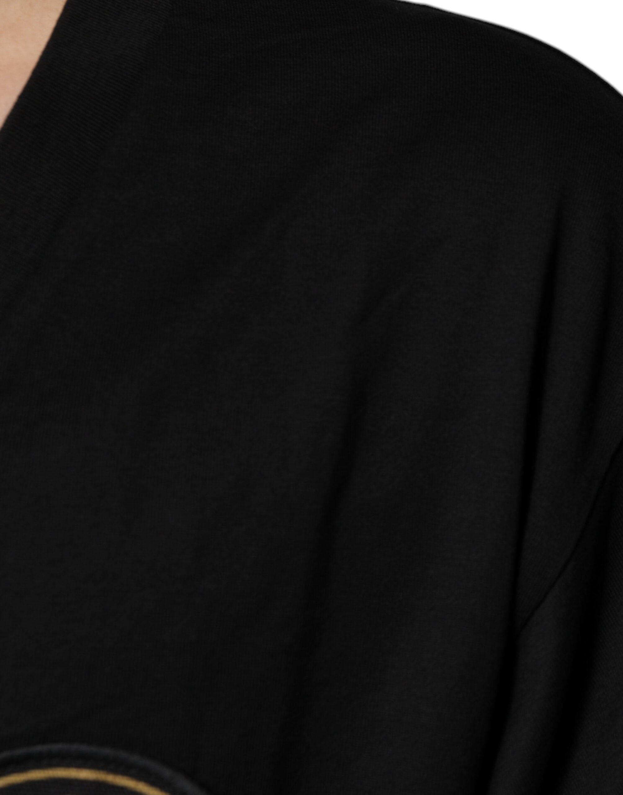 Dolce & Gabbana Black Cotton Logo Vneck Short Sleeve T-shirt -   -  Dolce & Gabbana.